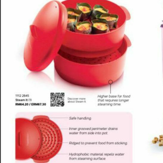 Steam It KUKUSAN 2LAYER Tupperware RED