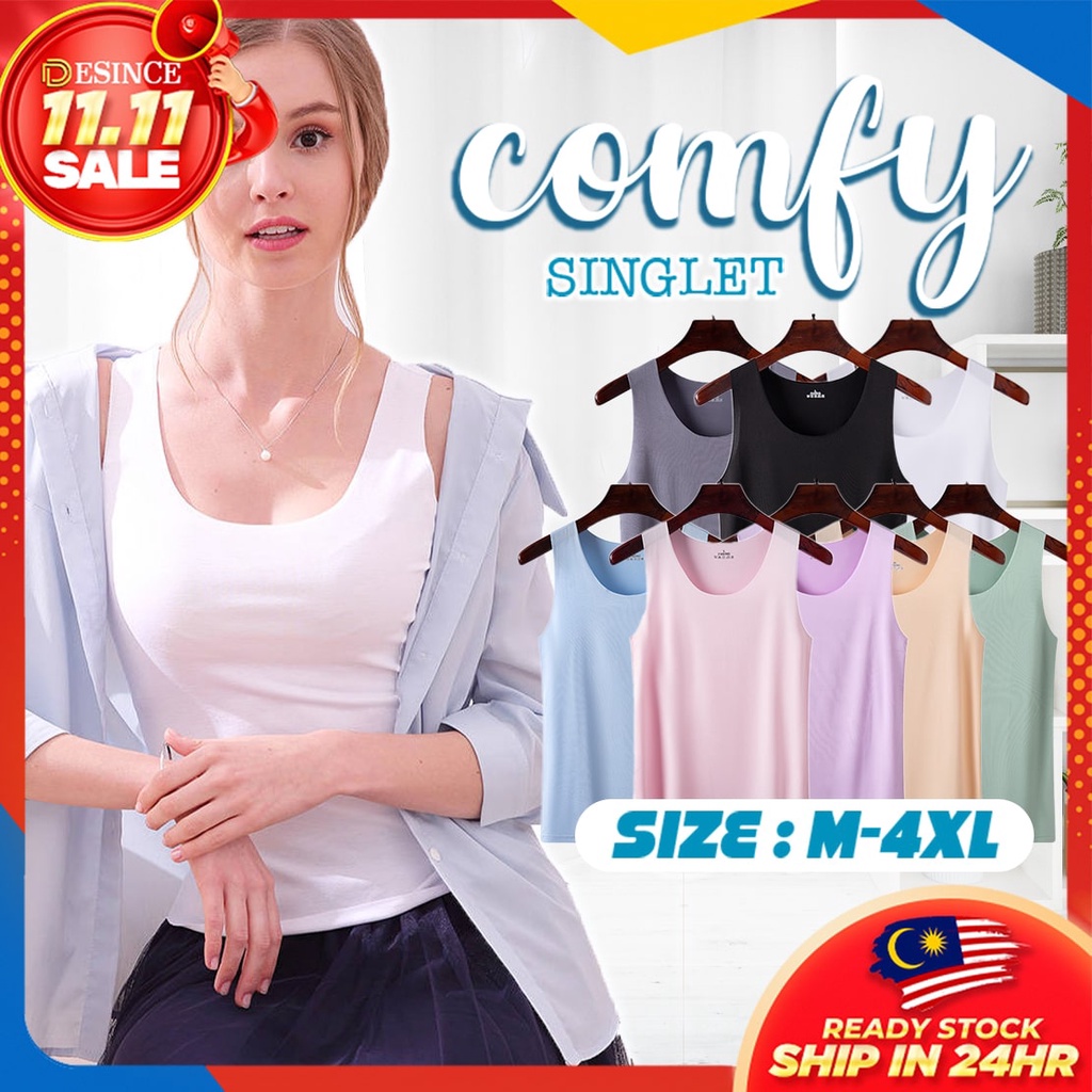 Buy Ready Stock Women Singlet Camisole Inner Tank Shirt Casual Plain Top Plus Size Undershirt Baju Perempuan Wanita Wt 101 Seetracker Malaysia