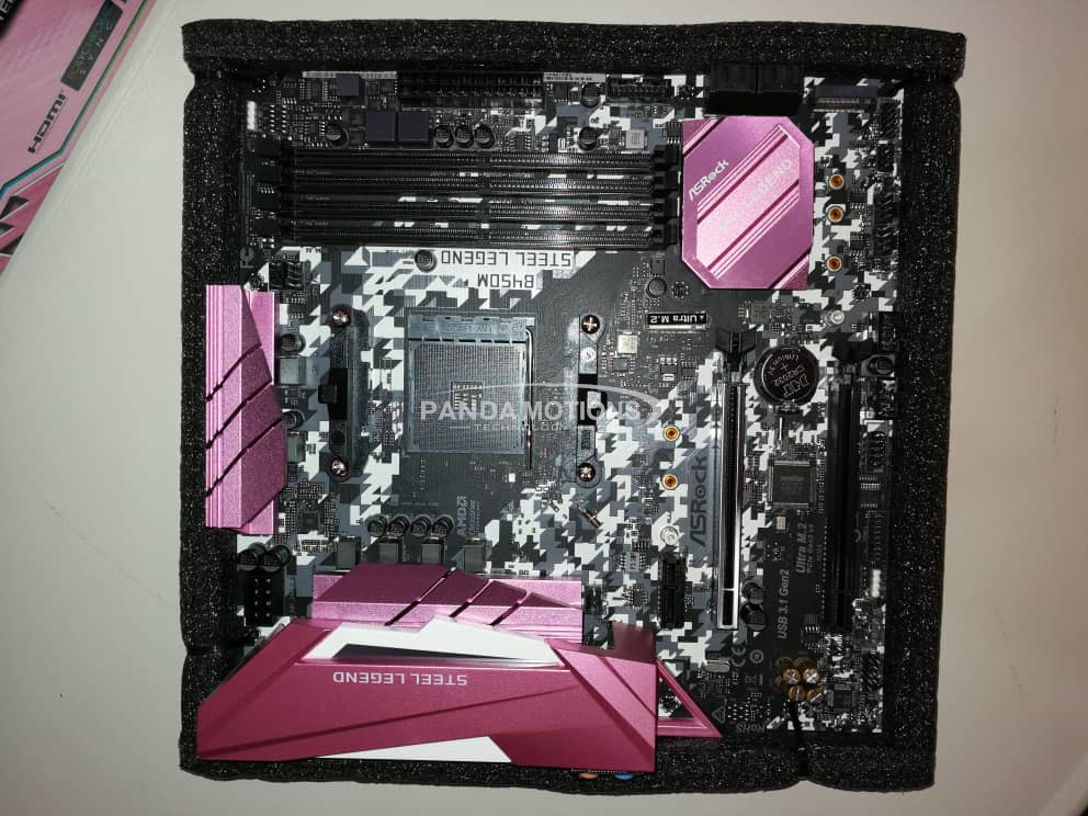 ASRock B450M STEEL LEGEND PINK EDITION AM4 Ryzen Micro-ATX Motherboard ...