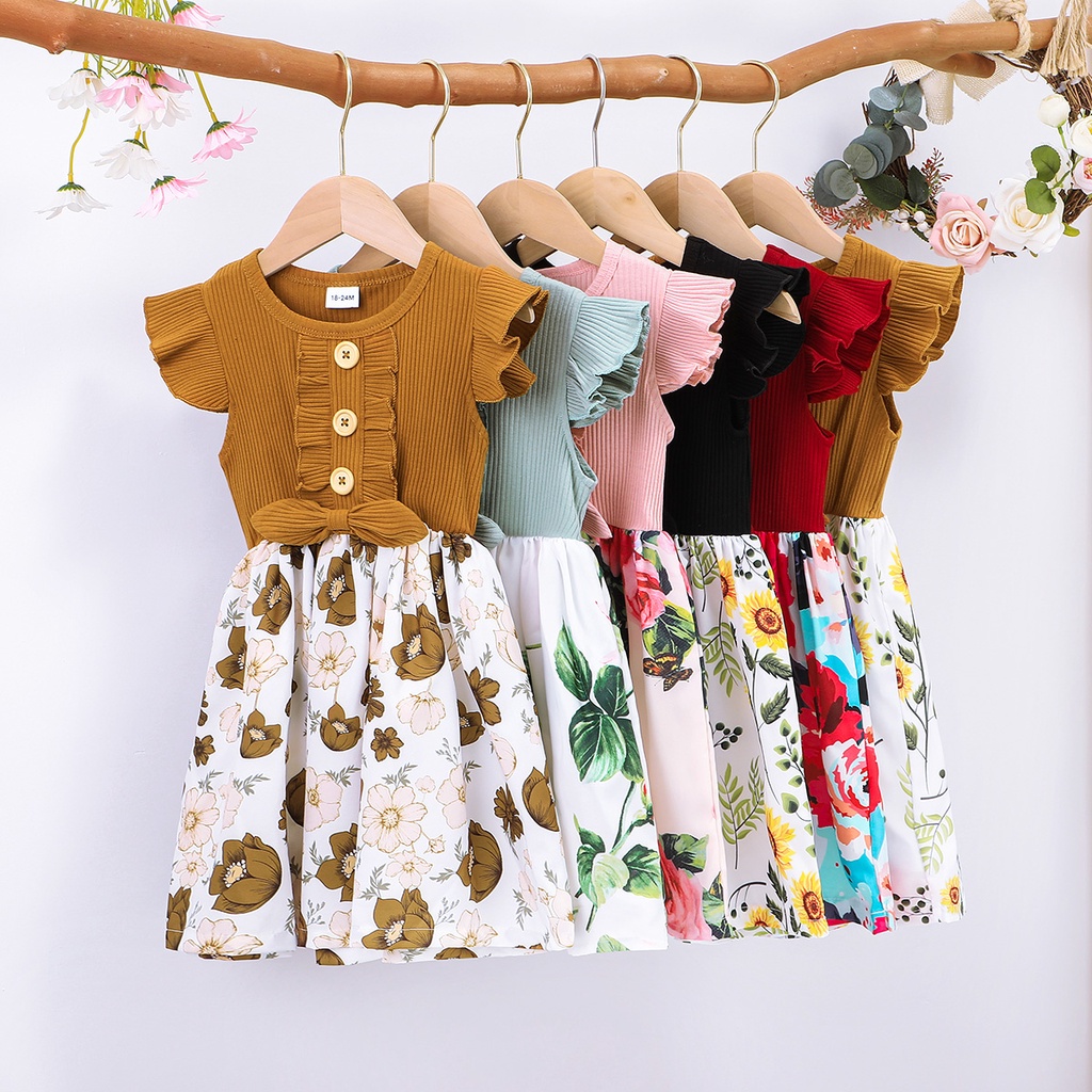 Dress Baby Girl 1- 6 Tahun Birthday Baju Gaun Budak Perempuan Murah Summer Short Sleeve Cotton Cute Fashion Kids Princess Dresses kanak kanak perempuan