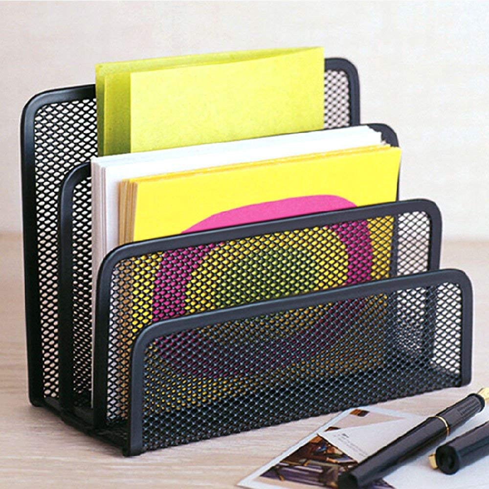 Sturdy Letter Organizer with 3 Sections Perfect Desktop File Organizer Metal Mesh for All Your Files/Folders/Documents/Mails/Paper Mail Organizer 