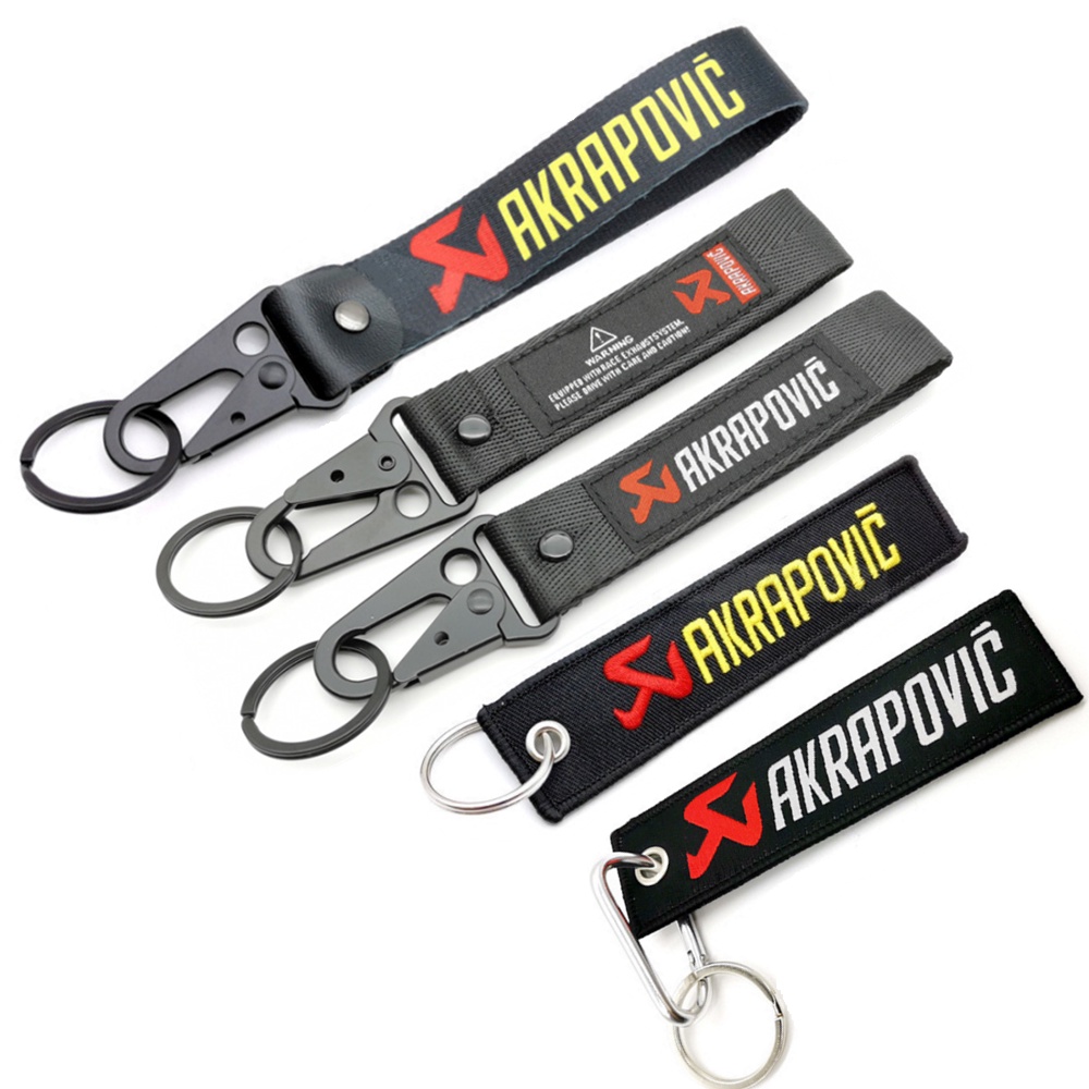 1 Pcs Akrapovic Souvenirs Motorcycle Keychain Modification Sports Wristband Embroidery Cultural Cloth Articles Collection Keyring