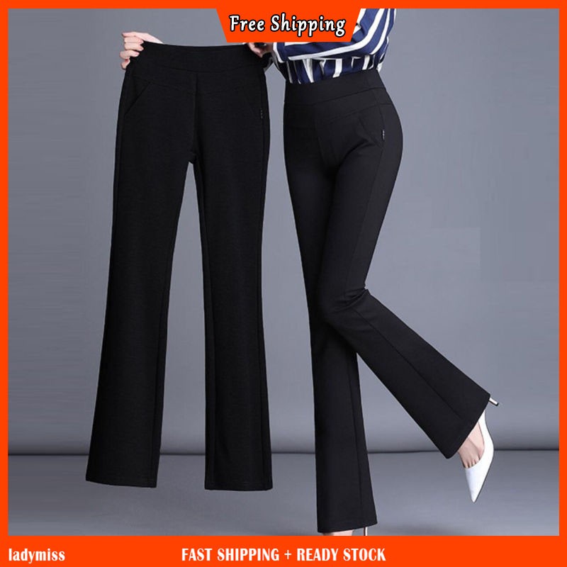 🌈Free Shipping S-4XL Women's Long Pants High Waist Cotton Vintage Black ...