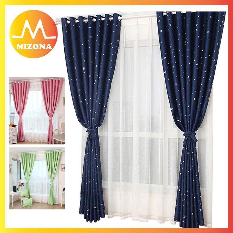 Mizona Korean Style Beautiful Sky Star Patterned Curtains Blackout
