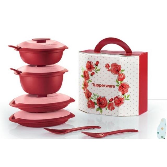 Tupperware Petit Royal Red Serving Set / Petit Merah