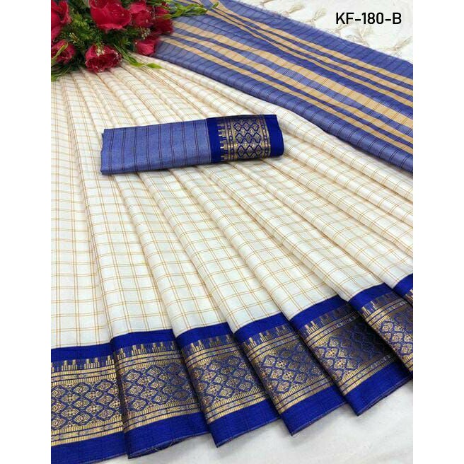 (READY-TO-WEAR-SAREE) Heavy Rich Cotton Silk With Jacquard Weaving Saree With 6 Colors KF-180