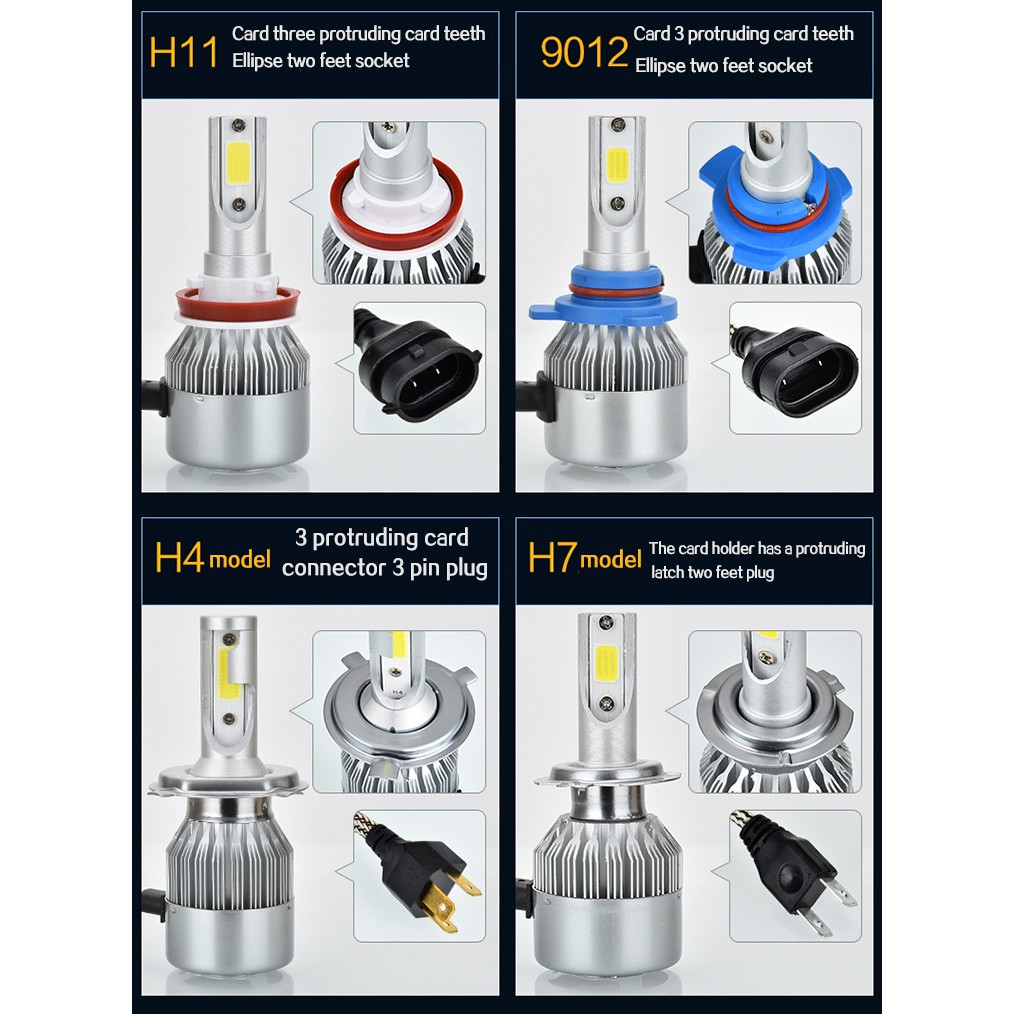 Premium Durable C6 Headlight H4 LED Car Headlamp H11 H3 Fog Light Bulb Lamp H7 - Image 4