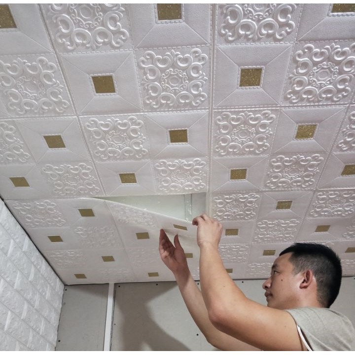 Ceiling Wallpaper Dinding 3D foam wall sticker home decor Living Room  Bedroom Warm Waterproof foam Wallpaper | Shopee Malaysia