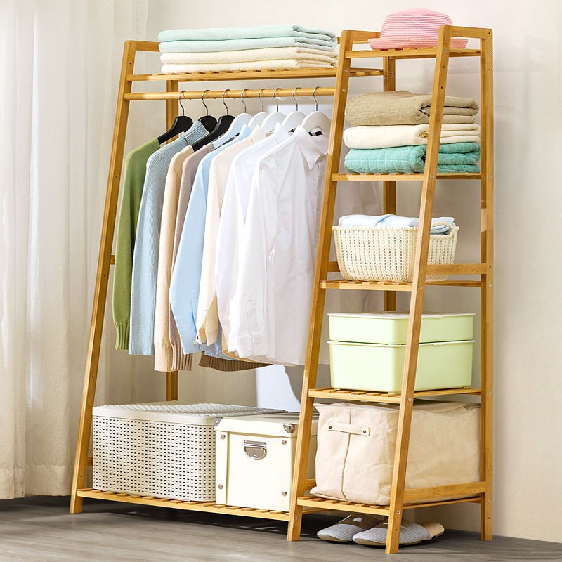 Bamboo Wood Laundry Rack Cloth Clothes Rack Hanging Organizer Besi ...