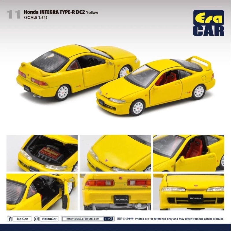 Era Car 1/64 Honda Integra Type R DC2 Yellow Diecast Scale Model Car