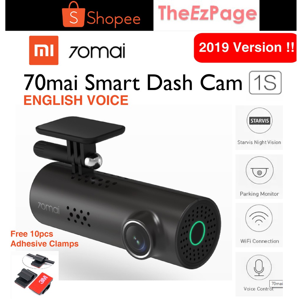 Ship from Malaysia Version Original Xiaomi 70mai 1S Car Smart Dash Cam Kamera Dash Cam Anti Accident Kamera Dalam Kereta