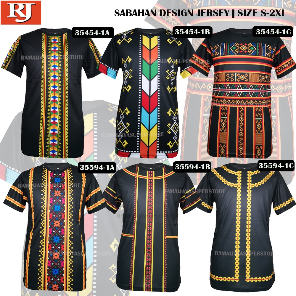 HOT&Wholesale Baju Batik Jersey Unisex Traditional Etnik Sabah CORAK LENGAN | Size S-2XL