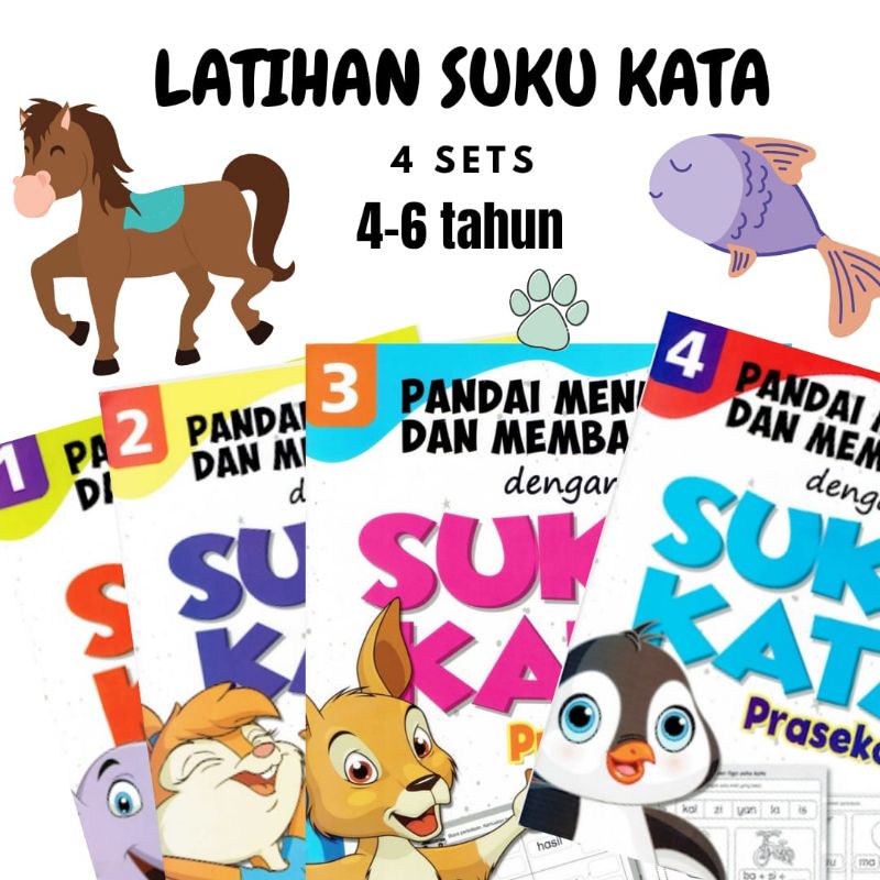 B4 Latihan Suku Kata Pra Sekolah 4 sets Softcopy (PDF)