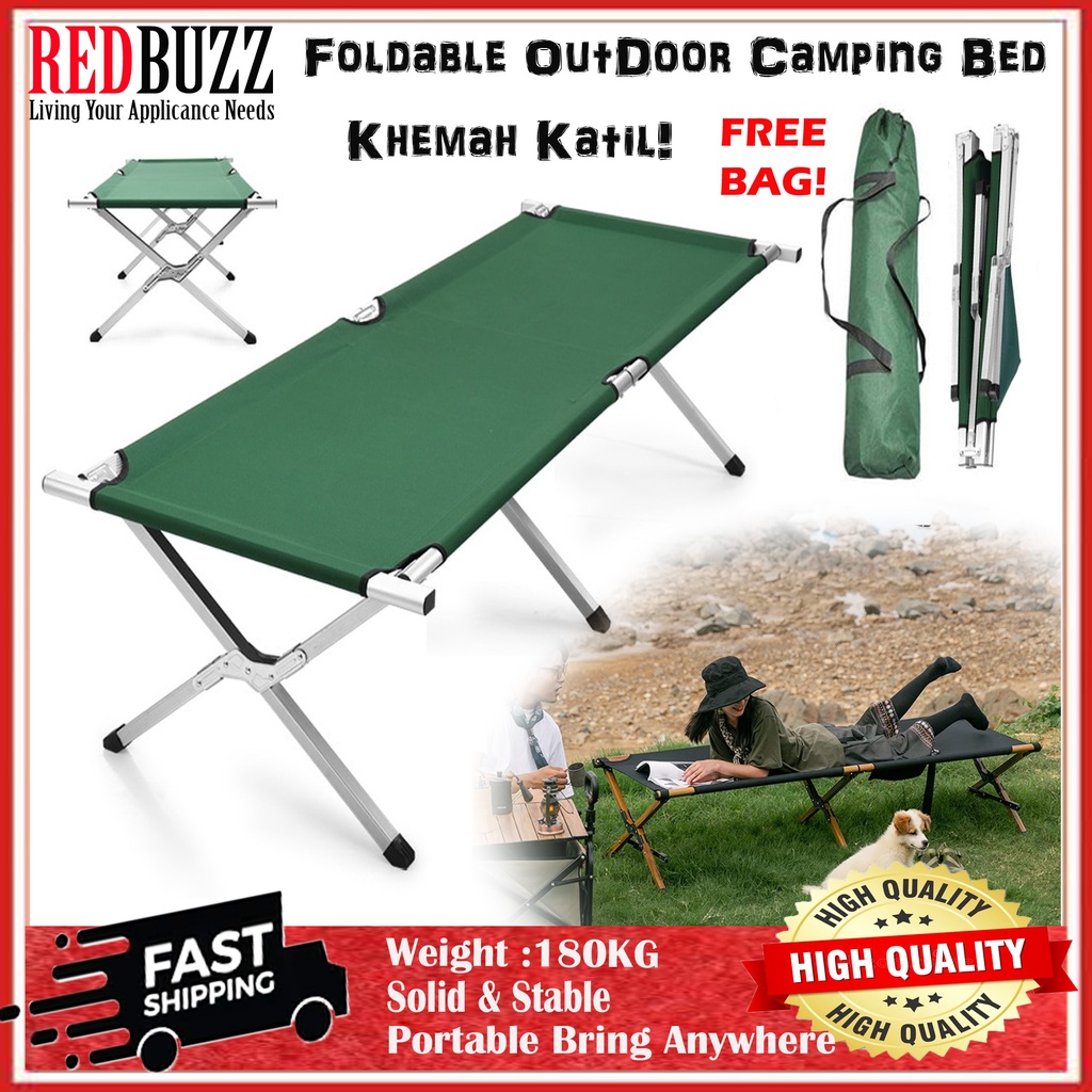 REDBUZZ Portable Foldable Camping Bed Cot with Bag Camouflage Military