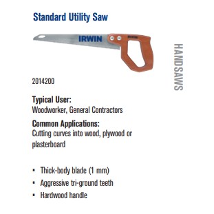 Irwin 2014200 Standard Utility Saw with Tri-Ground Teeth and Wood Handle 
