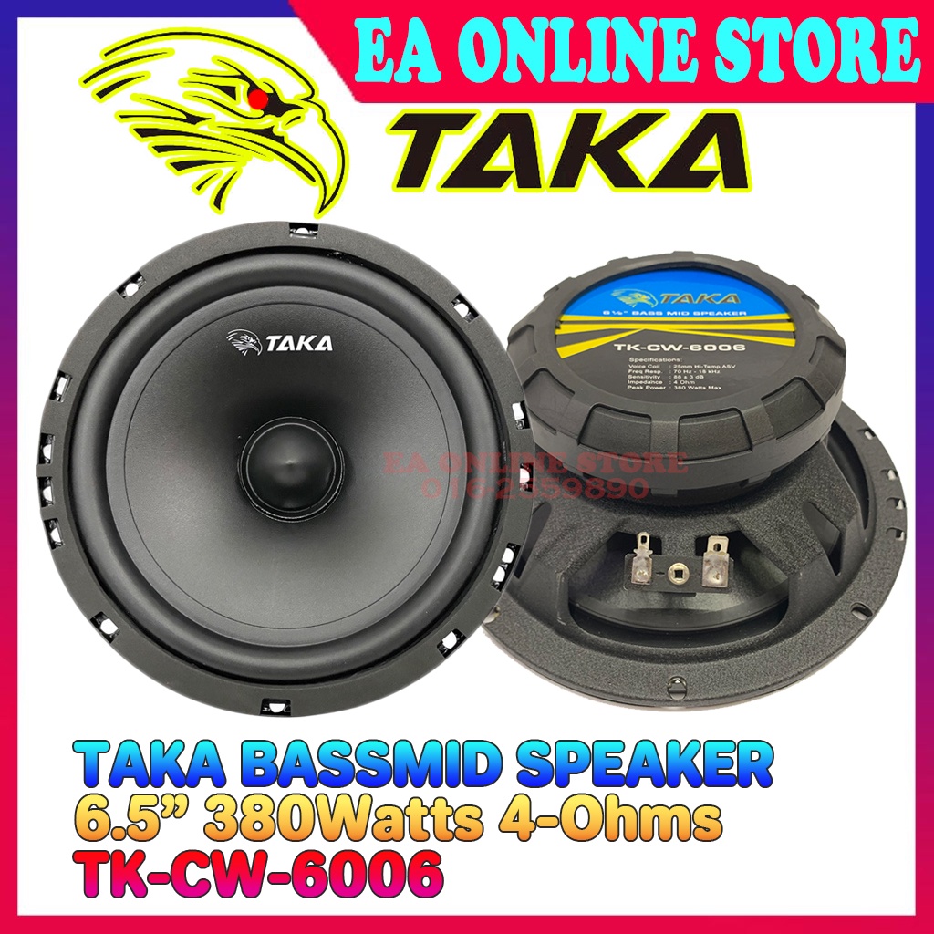 TAKA 6.5" 380Watts MIDBASS Car Speaker TKCW6006 Suitable for all type of car Front and Rear