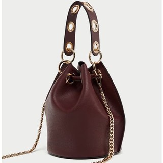 mini leather bucket bag zara