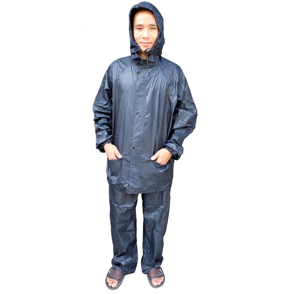 Waterproof Raincoat Blue PVC Cloth with reflective strip 2pcs type ...