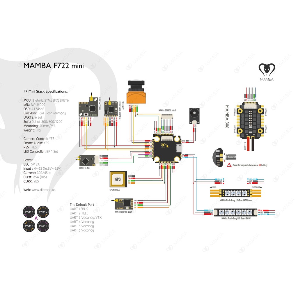 Mamba f405 mk2 схема подключения