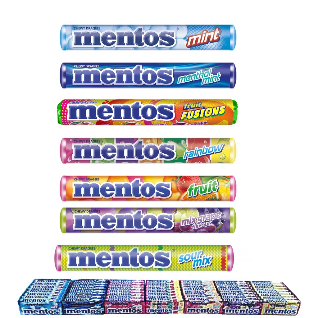 [24 Rolls] Mentos Chewy Sweets Candy Roll - Mint/Menthol Mint/Limited ...