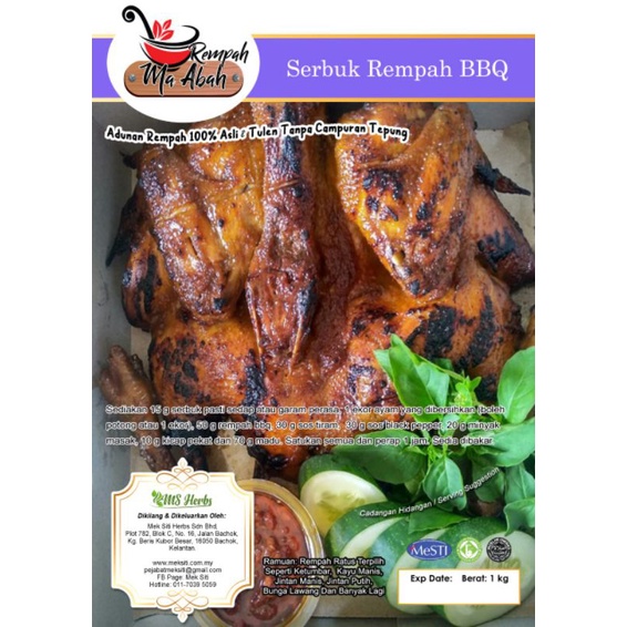 Buy Rempah sate percik ayam kunyit berempah ayam rempah bbq ayam 