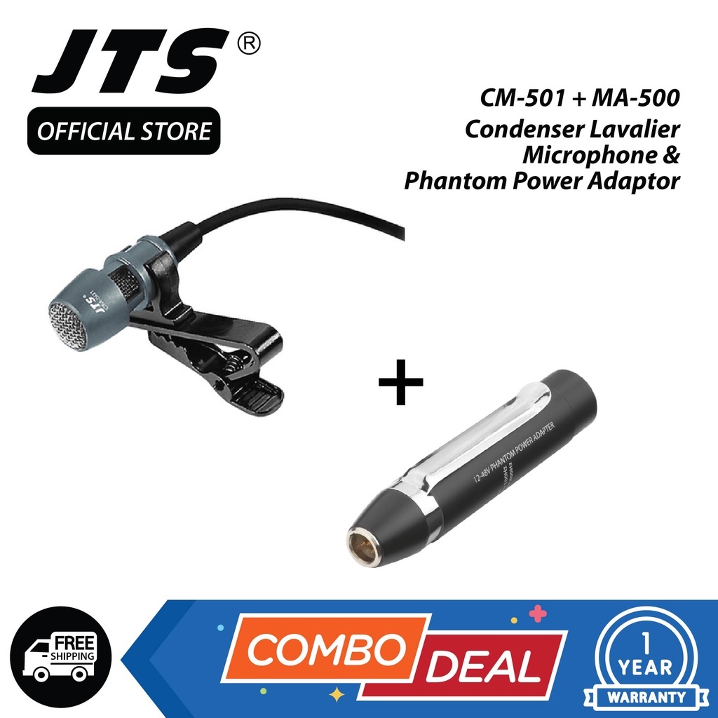 Combo Deal Jts Cm 501 Lapel Microphone Jts Ma 500 Phantom Power Adapter Shopee Malaysia