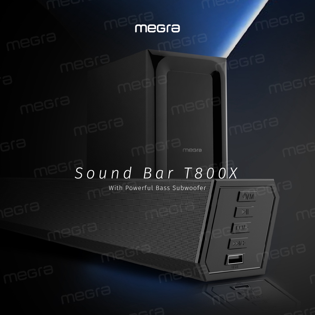 MEGRA Soundbar Subwoofer Bluetooth 5.0 Speaker with Input HDMI AUX Optical Coaxial USB [T800X]