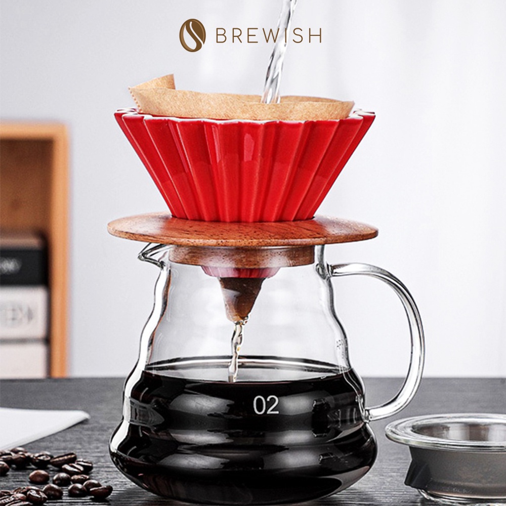 BREWISH Barista 700mL Coffee Ceramic Pour Filter Inspired V60 Hario Kalita Origami Coffee