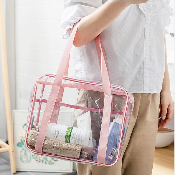 Transparent Pvc Wash Bag Bath Makeup Bag Large Tote Bag Bath Bag Travel Jumbo Cosmetic Bag Toiletries Bag