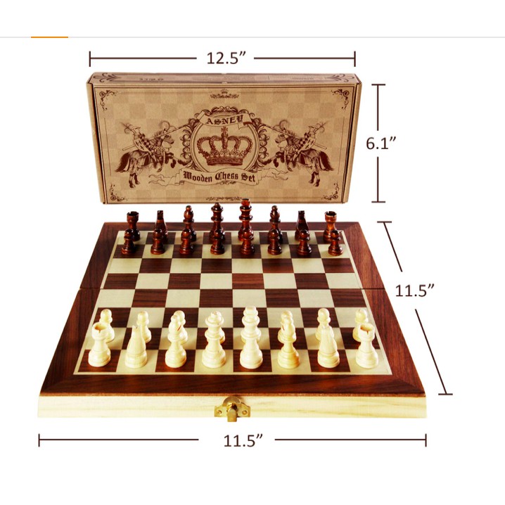 Checkmate Folding Chess Board 12/"x12/" with Plastic Figures 8Y+