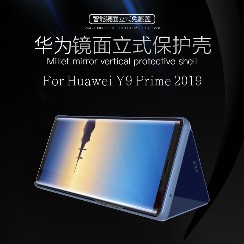 Smart Flip Mirror Mount Phone Case For Huawei Y9 Prime 2019