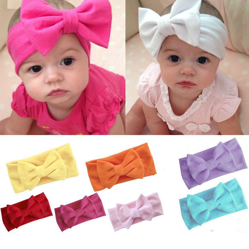 Toddler Girls Baby Kids Big Bow Headband Hairband Stretch Turban Knot Head Wrap Shopee Malaysia