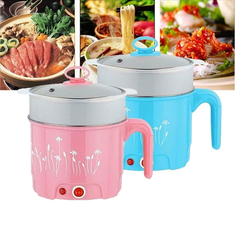 2 Layers 1.8L Multifunction Stainless Steel Electric Pot Rice Cooker Steamer Fry Steamboat