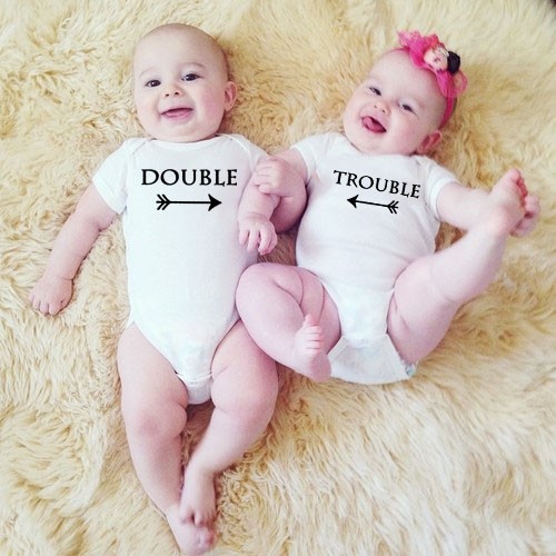 Double And Trouble Twins Newborn Baby Clothes Funny Short Sleeve Baby Boy Girl Rompers Onesies Body Baby Infant Jumpsuit Clothes Shopee Malaysia