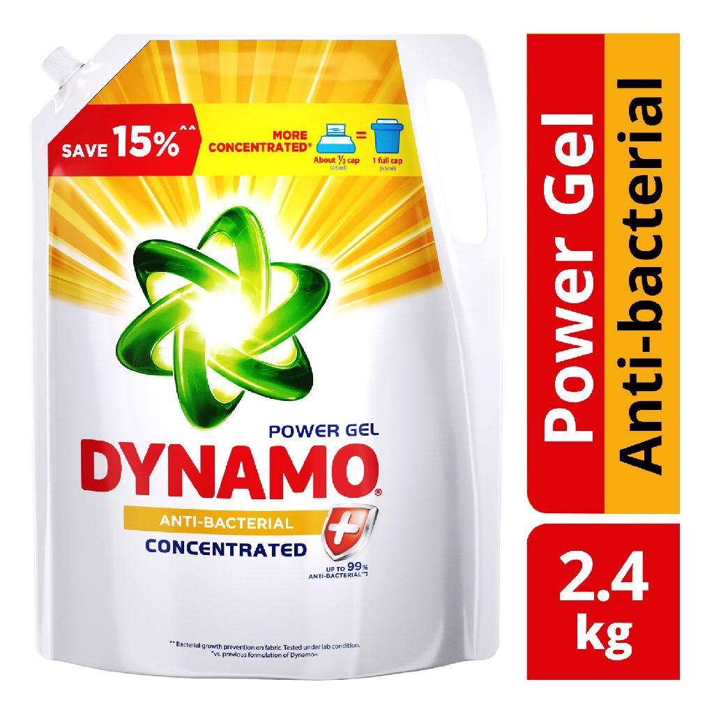 Dynamo Power Gel Anti-Bacterial Concentrated Liquid Detergent Refill 2.4kg