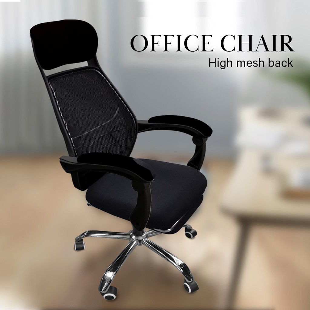 FINSSO: Office Chair With Leg Rest - Fagelbo Black / White Frame Designer High Mesh Back