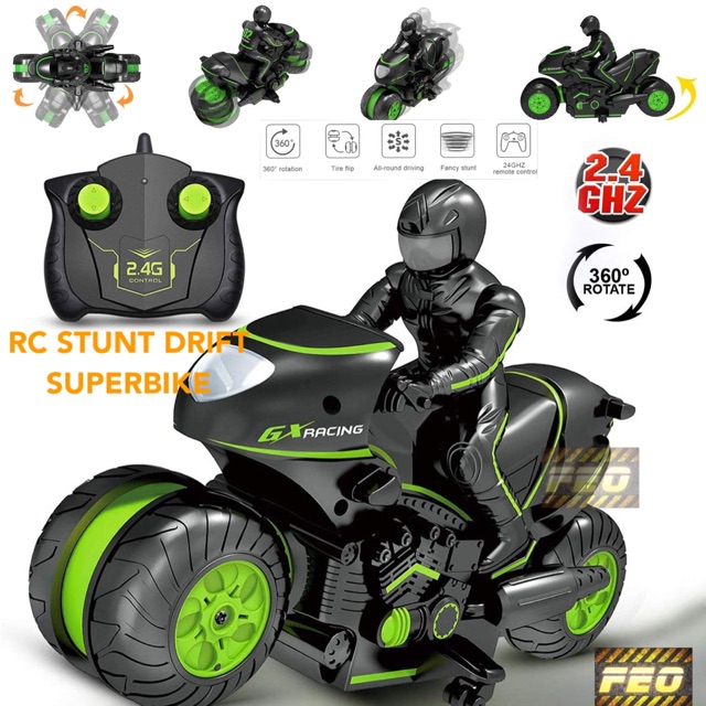FEO Rc Motorcycle 360 Degree Rotate Electric Remote Control Stunt Car 2