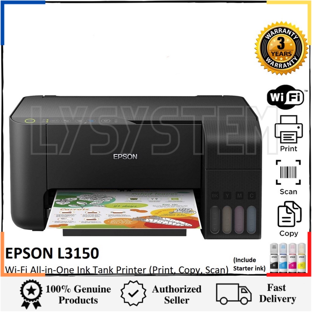 Epson Ecotank L3150 Ecotank L3250 All In One Print Scan Copy Wifi Refillable Ink Tank 5024