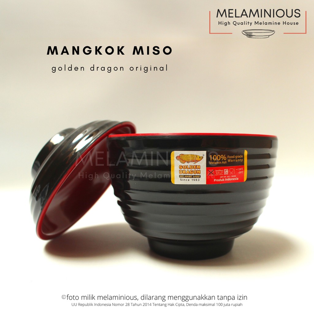 Miso Soup Bowl + Lid Melamine Golden Dragon Original / Melamine
