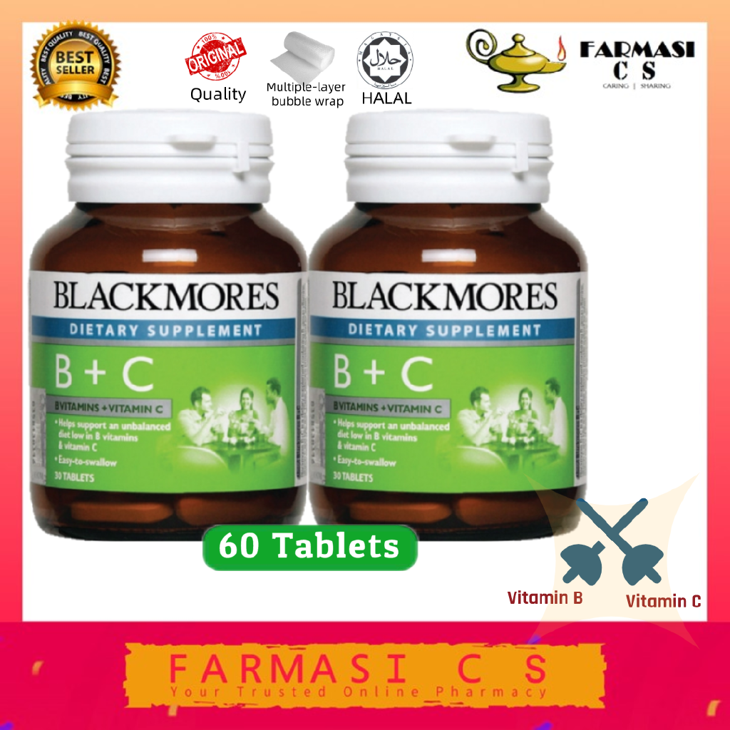 Blackmores Vitamin B + C 30 tablets x 2 bottles [TWIN] EXP04/2023