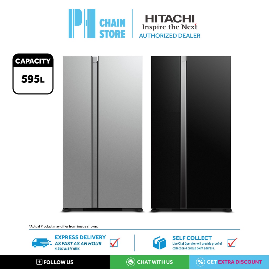 (DELIVERY FOR KL & SGR ONLY) HITACHI RS800PM0 GS GBK 595L SIDEBYSIDE