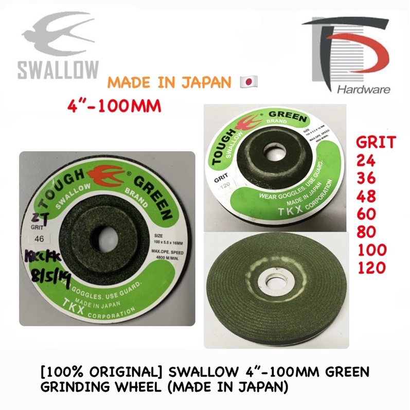 [100 ORIGINAL] SWALLOW 4”100MM GREEN GRINDING WHEEL (MADE IN JAPAN
