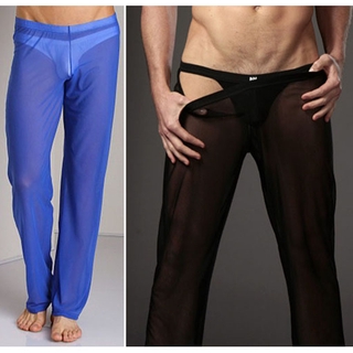 Men's Sexy See Through Transparent Mesh Pajamas Pants Lingerie Bottoms