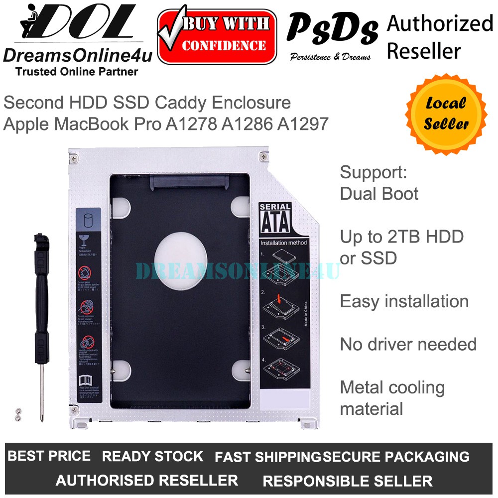 Second Hdd Ssd Caddy Enclosure Macbook Pro A1278 A1286 A1297 Dvd Cd Rom Bay Shopee Malaysia