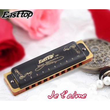 Harmonica A B C D E F G Key Black Blues Portable T008K Thick Base Plate 