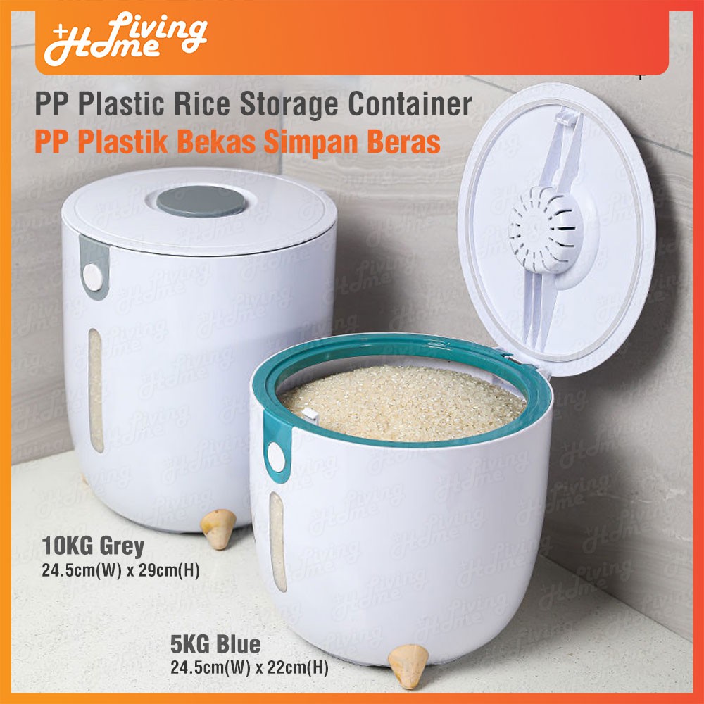 5KG & 10KG PP Plastic Rice Storage Container Dispenser Rice Bucket (PP Plastik Bekas Simpan Beras)