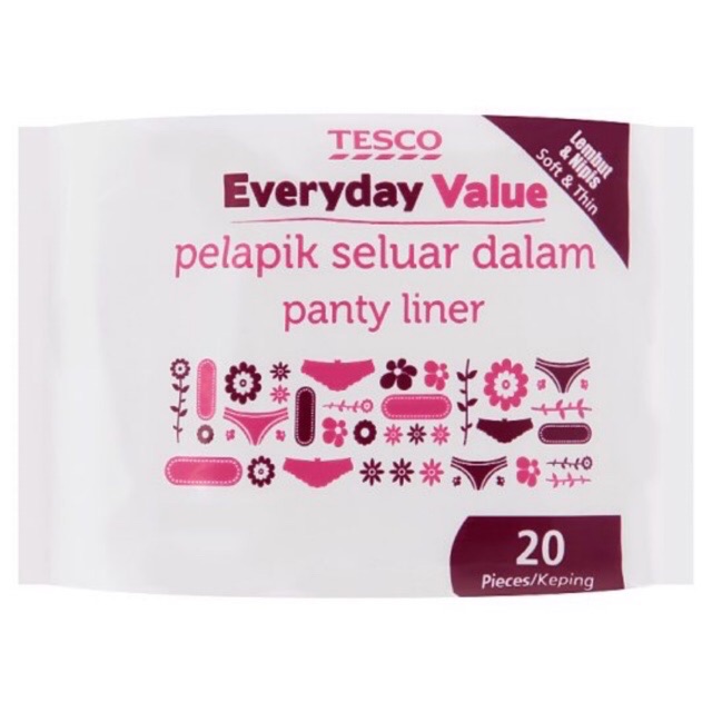 Tesco Everyday Value Panty Liner 20pcs Shopee Malaysia