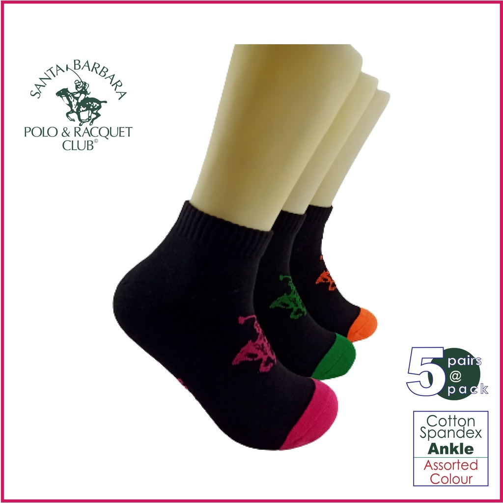 Santa Barbara Polo & Racquet Club (SB2501) /5 pair Fashion Ankle  Socks/Sarung Kaki Fashion/Stockings/Fashion Ankle Socks | Shopee Malaysia