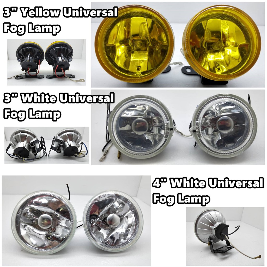 Car Truck Fog Driving Lights Universal 4 Round Chrome Reflector Yellow H3 55w Driving Bumper Fog Light Lamps Auto Parts And Vehicles