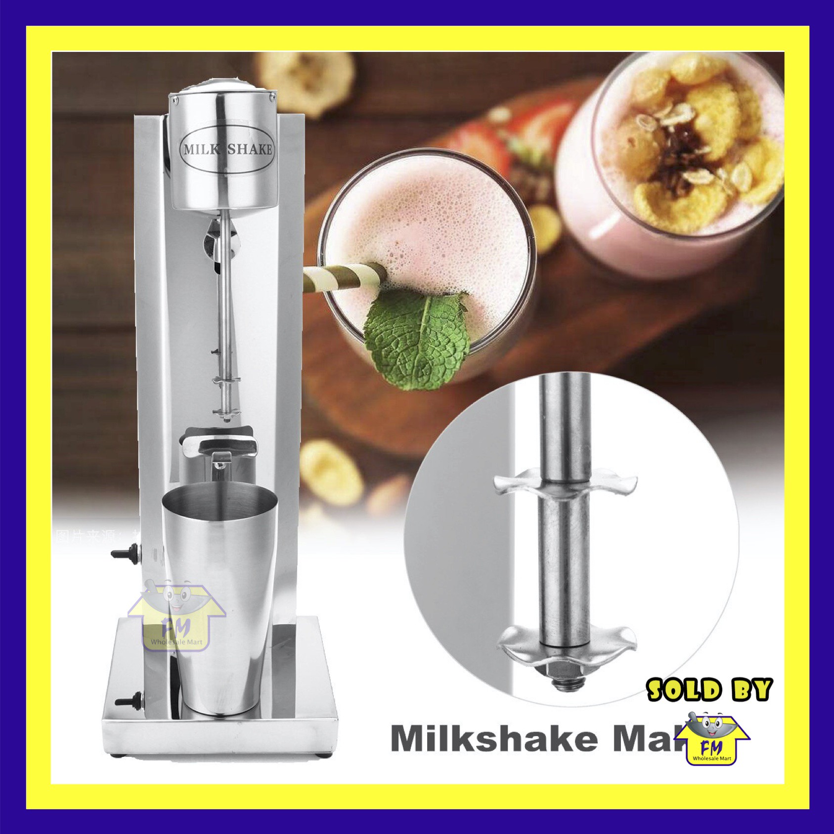 Electric Milkshake Blender Single Mixers Stainless Steel Milk Foam Mixer